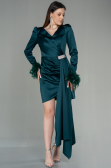Short Emerald Green Satin Invitation Dress ABU2902