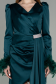 Short Emerald Green Satin Invitation Dress ABU2902