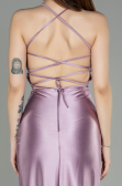 Lavender Long Satin Prom Gown ABU2800