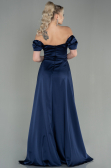 Long Navy Blue Satin Evening Dress ABU2903