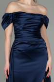 Long Navy Blue Satin Evening Dress ABU2903