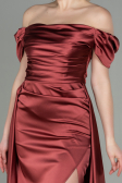 Long Light Brown Satin Evening Dress ABU2903
