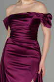 Long Cherry Colored Satin Evening Dress ABU2903