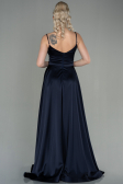 Dark Navy Blue Long Satin Evening Dress ABU1601