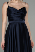 Dark Navy Blue Long Satin Evening Dress ABU1601