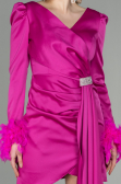 Short Fuchsia Satin Invitation Dress ABU2902