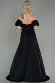 Long Black Satin Prom Gown ABU2917