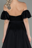 Long Black Satin Prom Gown ABU2917
