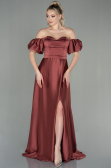 Long Light Brown Satin Prom Gown ABU2917