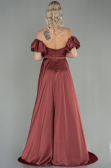 Long Light Brown Satin Prom Gown ABU2917