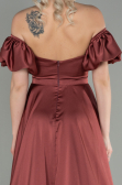 Long Light Brown Satin Prom Gown ABU2917