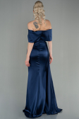 Long Navy Blue Satin Evening Dress ABU2893