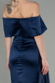 Long Navy Blue Satin Evening Dress ABU2893
