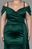 Long Emerald Green Satin Plus Size Evening Dress ABU2855