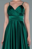 Long Emerald Green Satin Prom Gown ABU2375