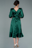 Midi Emerald Green Satin Invitation Dress ABK1409