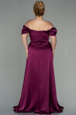 Long Cherry Colored Satin Plus Size Evening Dress ABU2923