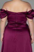 Long Cherry Colored Satin Plus Size Evening Dress ABU2923