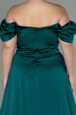 Long Emerald Green Satin Plus Size Evening Dress ABU2923