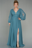 Long Turquoise Chiffon Oversized Evening Dress ABU1988