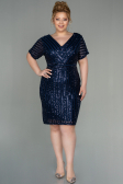 Short Navy Blue Plus Size Evening Dress ABK686