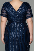 Short Navy Blue Plus Size Evening Dress ABK686
