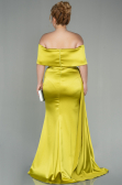 Pistachio Green Long Satin Plus Size Evening Dress ABU2873