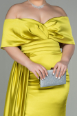 Pistachio Green Long Satin Plus Size Evening Dress ABU2873