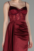 Burgundy Long Satin Evening Dress ABU2130