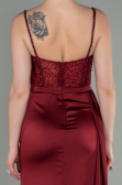 Burgundy Long Satin Evening Dress ABU2130