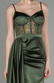 Long Olive Drab Satin Evening Dress ABU2130