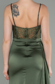 Long Olive Drab Satin Evening Dress ABU2130