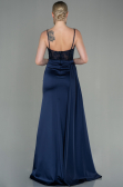 Navy Blue Long Satin Evening Dress ABU2130