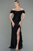 Long Black Scaly Evening Dress ABU2954