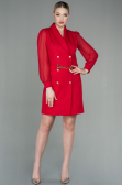 Short Red Chiffon Invitation Dress ABK1663