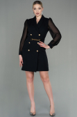 Short Black Chiffon Invitation Dress ABK1663