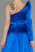Sax Blue Long Satin Evening Dress ABU2610