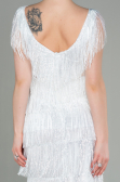 Short White Scaly Invitation Dress ABK1674