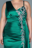 Long Emerald Green Satin Plus Size Evening Dress ABU2599