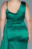 Long Emerald Green Satin Plus Size Evening Dress ABU2599