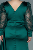 Long Emerald Green Satin Plus Size Evening Dress ABU2759