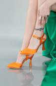 Orange Satin Evening Shoe AB1086