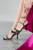 Black Leather Evening Shoe ABD1106