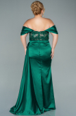 Emerald Green Long Satin Plus Size Evening Dress ABU2371