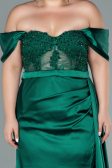 Emerald Green Long Satin Plus Size Evening Dress ABU2371