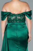 Emerald Green Long Satin Plus Size Evening Dress ABU2371