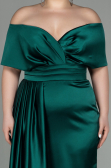 Long Emerald Green Satin Plus Size Evening Dress ABU2873