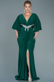 Long Emerald Green Satin Plus Size Evening Dress ABU2646