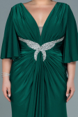 Long Emerald Green Satin Plus Size Evening Dress ABU2646