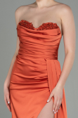 Long Orange Satin Prom Gown ABU2965